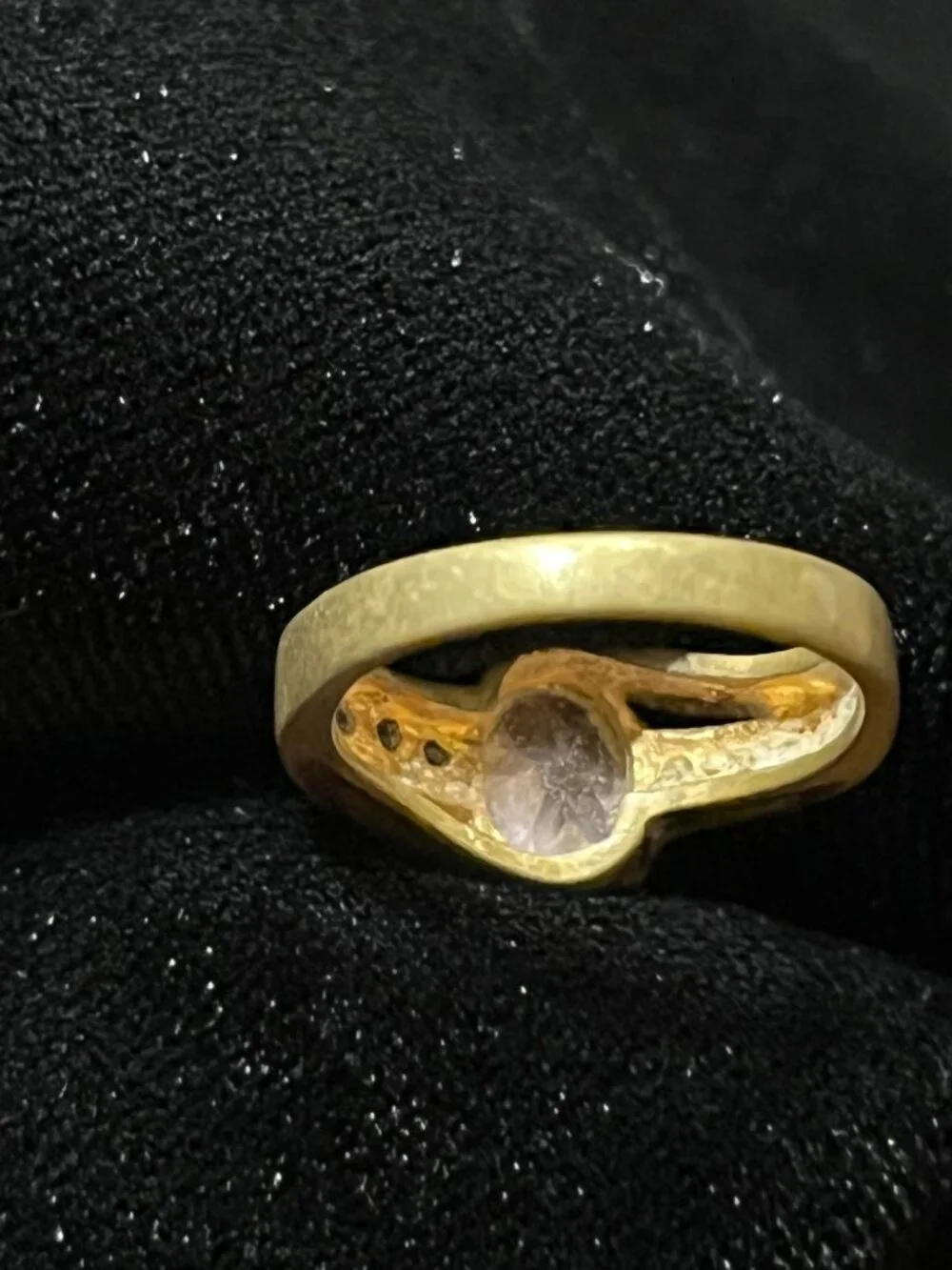 Statement Gold Tone Pale Pink Cocktail Ring, Fair Vintage Condition, Sz 6.5